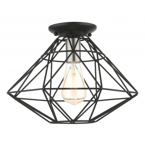 1 Light Black Flush Mount Semi Flush Livex