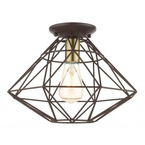 1 Light Bronze Flush Mount Semi Flush Livex