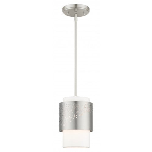 1 Light Brushed Nickel Pendant Pendant Livex