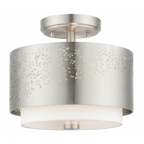 2 Light Brushed Nickel Semi Flush Semi Flush Livex
