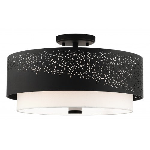 4 Light Black Semi Flush Semi Flush Livex