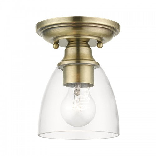 1 Light Antique Brass Petite Semi-Flush Semi Flush Livex