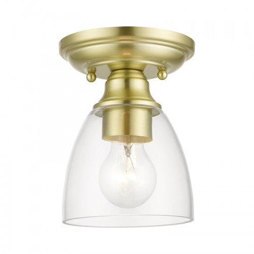 1 Light Satin Brass Petite Semi-Flush Semi Flush Livex