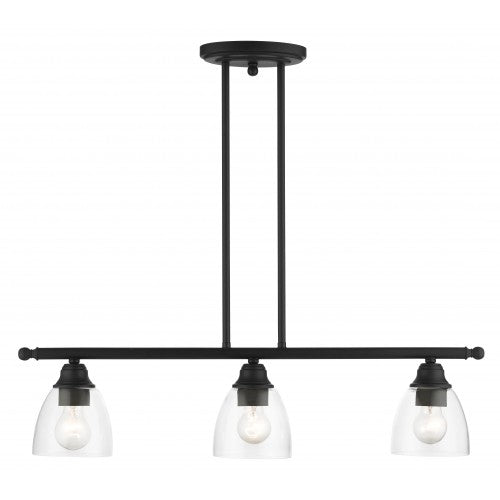 3 Light Black Linear Chandelier Linear Livex