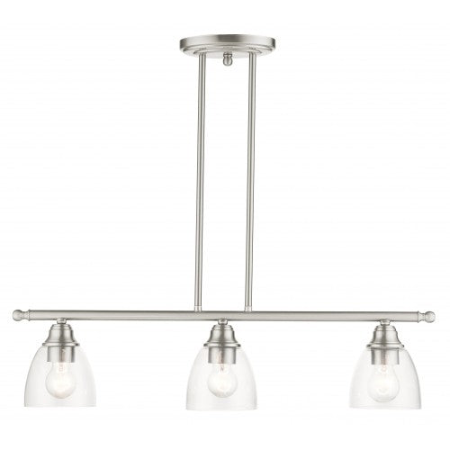 3 Light Brushed Nickel Linear Chandelier Linear Livex