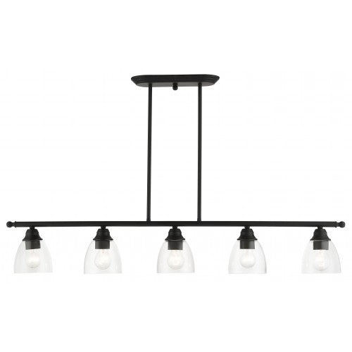 5 Light Black Linear Chandelier Linear Livex