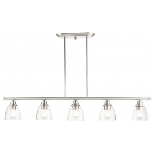 5 Light Brushed Nickel Linear Chandelier Linear Livex