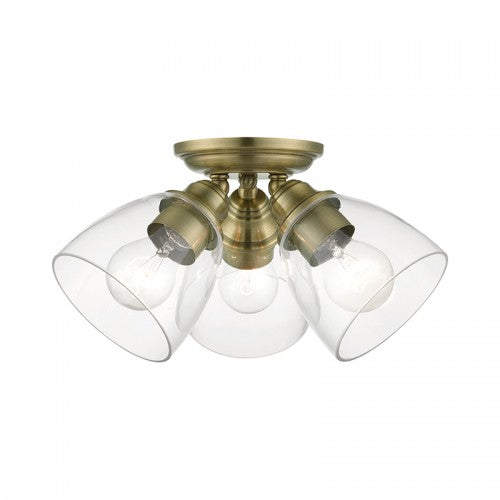 3 Light Antique Brass Semi-Flush Semi Flush Livex