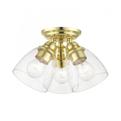 3 Light Polished Brass Semi-Flush Semi Flush Livex