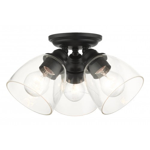 3 Light Black Flush Mount Semi Flush Livex