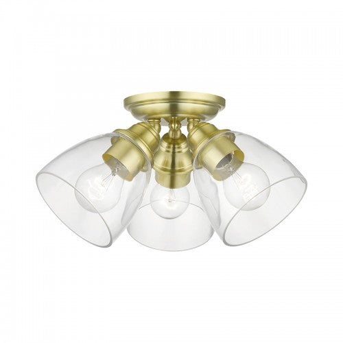 3 Light Satin Brass Semi-Flush Semi Flush Livex