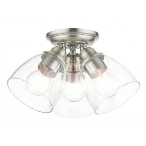 3 Light Brushed Nickel Flush Mount Semi Flush Livex