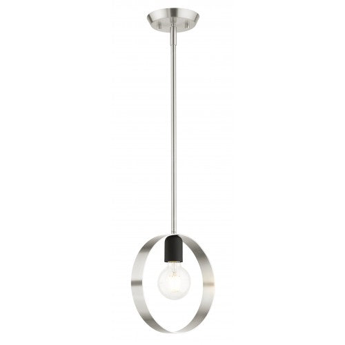 1 Light Brushed Nickel Pendant Pendant Livex