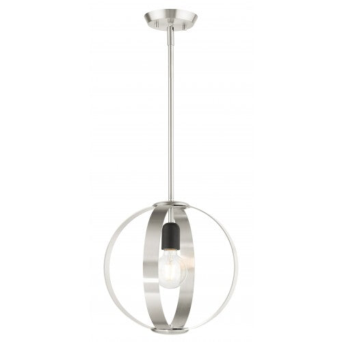 1 Light Brushed Nickel Pendant Pendant Livex