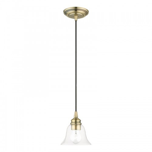 1 Light Antique Brass Single Pendant Pendant Livex