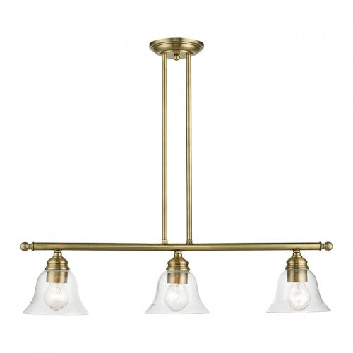 3 Light Antique Brass Linear Chandelier Linear Livex