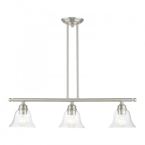 3 Light Brushed Nickel Linear Chandelier Linear Livex