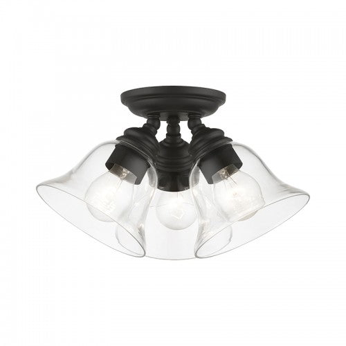 3 Light Black Large Semi-Flush Semi Flush Livex