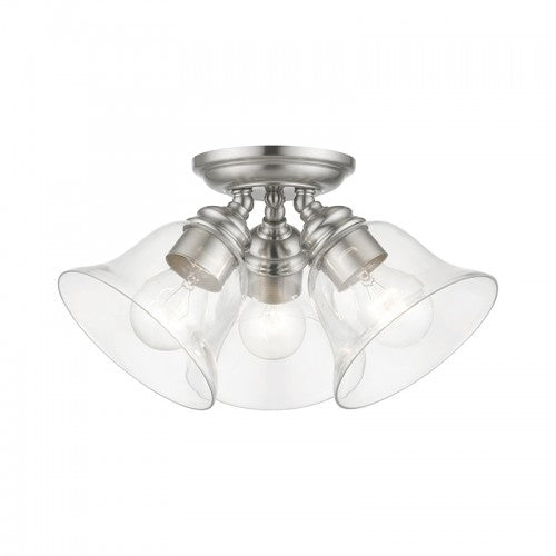 3 Light Brushed Nickel Large Semi-Flush Semi Flush Livex