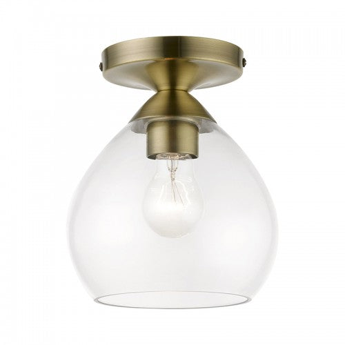 1 Light Antique Brass Semi-Flush Semi Flush Livex