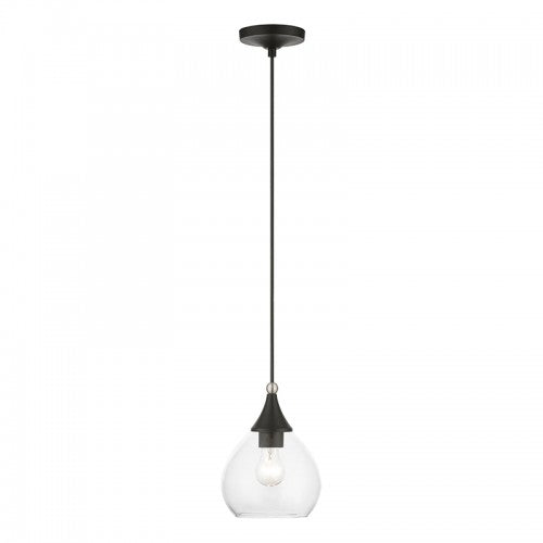 1 Light Black with Brushed Nickel Accents Mini Pendant Pendant Livex