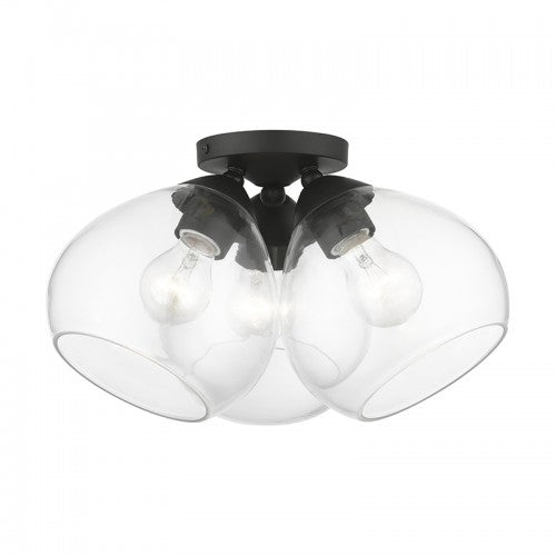 3 Light Black Semi-Flush Semi Flush Livex