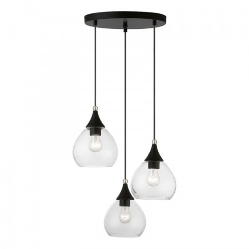 3 Light Black with Brushed Nickel Accents Multi Pendant Pendant Livex