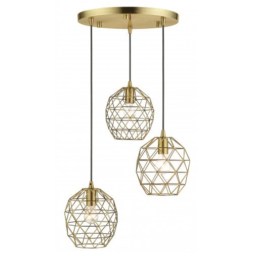 3 Light Antique Brass Pendant Pendant Livex