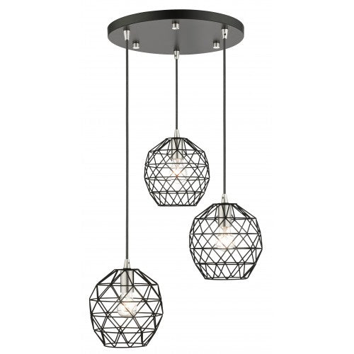 3 Light Black Pendant Pendant Livex