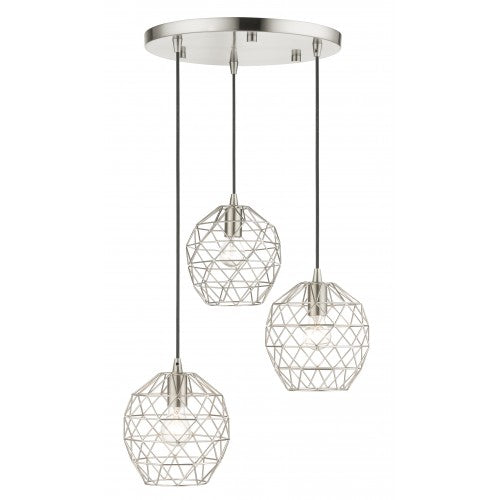 3 Light Brushed Nickel Pendant Pendant Livex