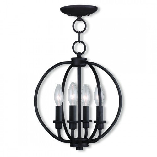 4 Light Bronze Lantern/Ceiling Mount Chandelier Livex