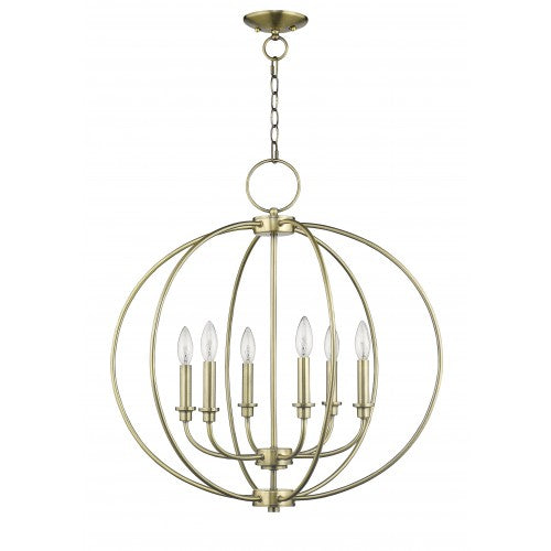 6 Light Antique Brass Chandelier Chandelier Livex