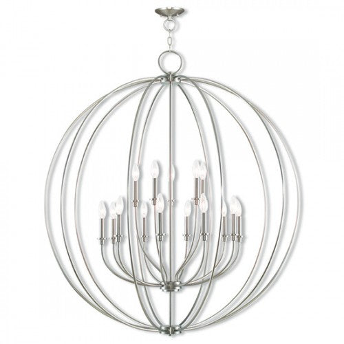 15 Light Brushed Nickel Foyer Chandelier Chandelier Livex