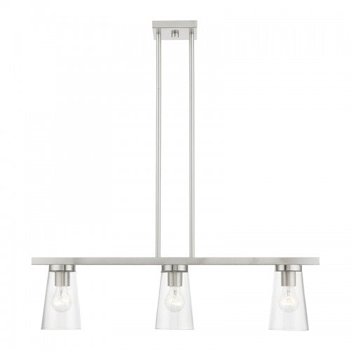 3 Light Brushed Nickel Linear Chandelier Linear Livex