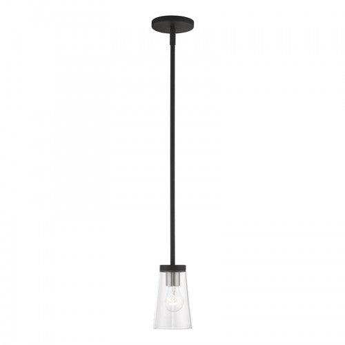 1 Light Black with Brushed Nickel Accents Mini Pendant Pendant Livex