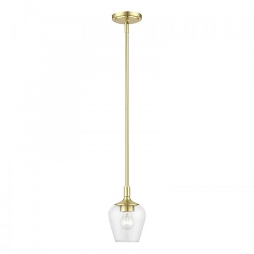 1 Light Satin Brass Single Pendant Pendant Livex