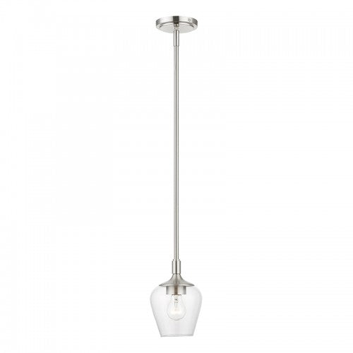 1 Light Brushed Nickel Single Pendant Pendant Livex