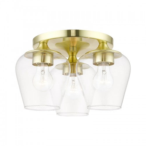 3 Light Satin Brass Flush Mount Flush Mount Livex