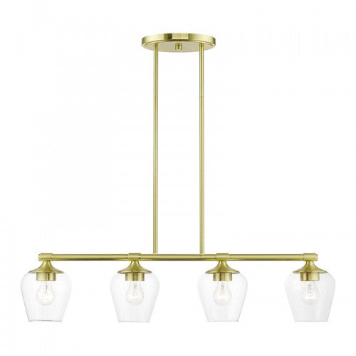 4 Light Satin Brass Linear Chandelier Linear Livex