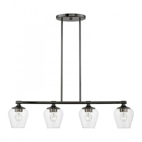 4 Light Black Chrome Linear Chandelier Linear Livex