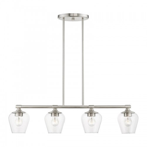 4 Light Brushed Nickel Linear Chandelier Linear Livex