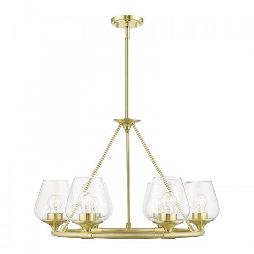 6 Light Satin Brass Chandelier Chandelier Livex