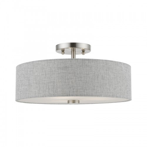 3 Light Brushed Nickel with Shiny White Accents Semi-Flush Semi Flush Livex