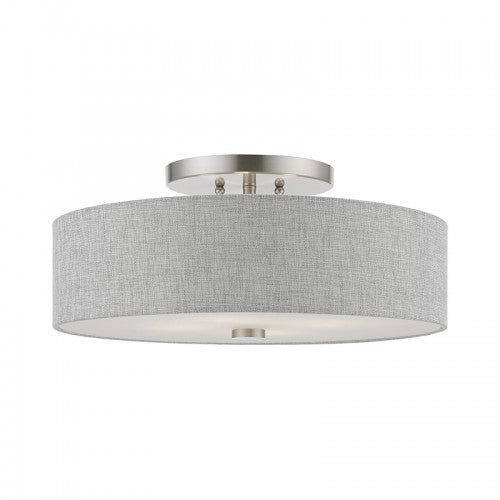 4 Light Brushed Nickel with Shiny White Accents Semi-Flush Semi Flush Livex