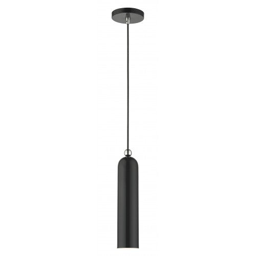 1 Light Shiny Black Pendant Pendant Livex