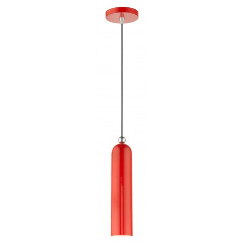 1 Light Shiny Red Pendant Pendant Livex