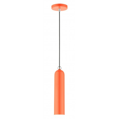 1 Light Shiny Orange Pendant Pendant Livex