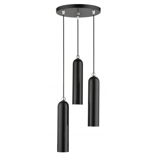 3 Light Shiny Black Pendant Pendant Livex