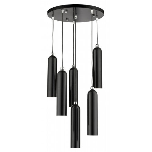 6 Light Shiny Black Pendant Pendant Livex