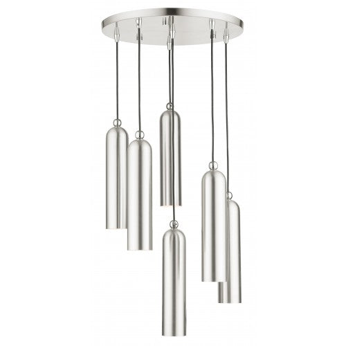 6 Light Brushed Nickel Pendant Pendant Livex